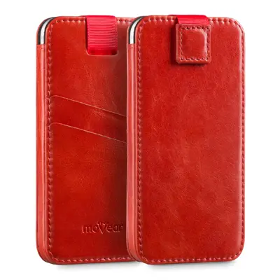 PocketCase wsuwka ze skóry vintage, kolor czerwony, dla iPhone 12 Pro , kieszonki na karty