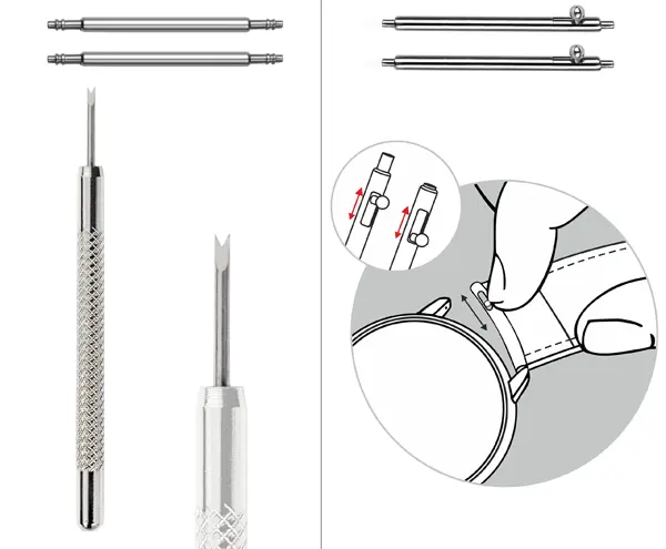 Teleskopy i narzędzie do montażu paska zegarka – system Quick Release