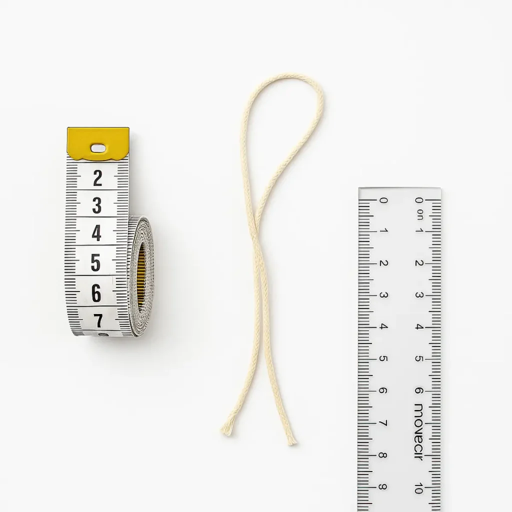 Zestaw narzędzi do mierzenia obwodu nadgarstka - miarka krawiecka, sznurek, linijka moVear